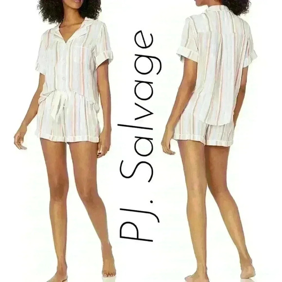 PJ SALVAGE Saturday Morning Woven Stripe Pajama Set - Picture 3 of 16
